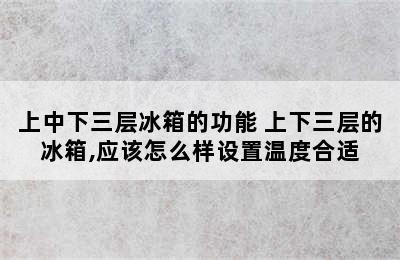 上中下三层冰箱的功能 上下三层的冰箱,应该怎么样设置温度合适